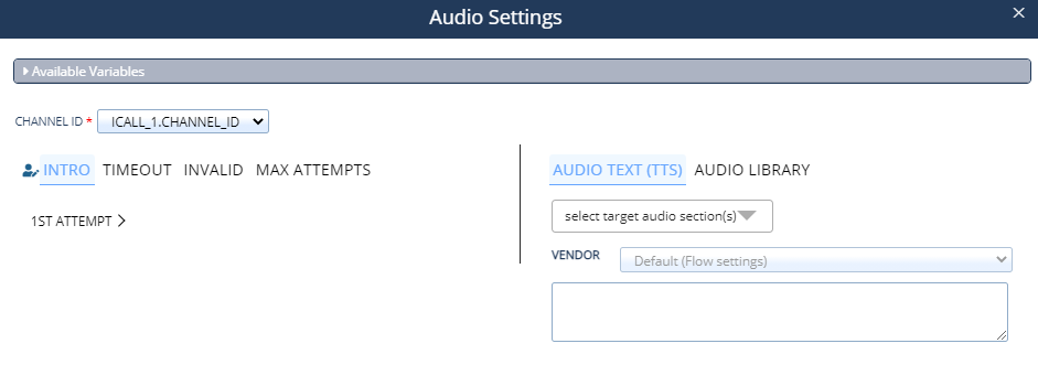 The Audio Settings pop-up window